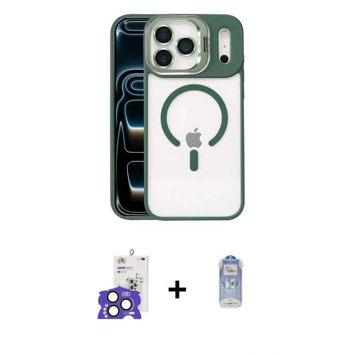 ieg™ iPhone 17 Pro Max Kılıf Yadigar Asil Koleksiyonu - Siyah Joko Magic 5D Cam + Natural Grey Bilvis Titan Kamera Lens