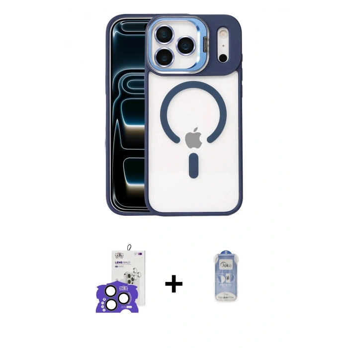 ieg™ iPhone 17 Pro Max Kılıf Yadigar Asil Koleksiyonu - Siyah Joko Magic 5D Cam + Natural Grey Bilvis Titan Kamera Lens