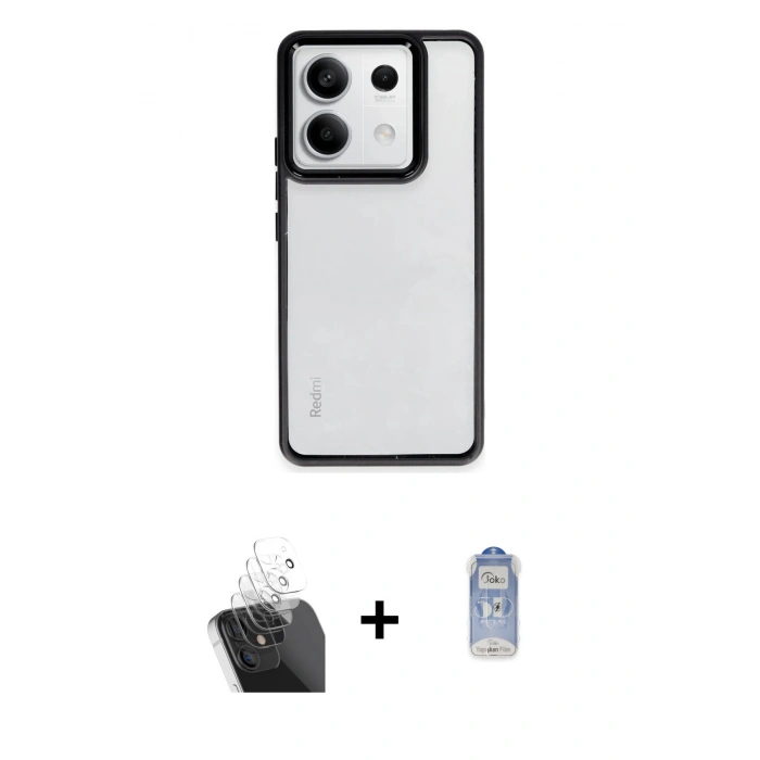 ieg™ Redmi Note 13 Pro 4G Kılıf Nova Işık Serisi - Siyah Joko Magic 5D Cam + Şeffaf Kamera Lens Koruma Cam