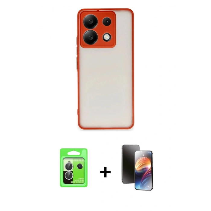 ieg™ Redmi Note 13 Pro 5G Kılıf Ahenk Çizgi Serisi - Siyah 3D Antistatik Mat Seramik Nano Ekran Koruyucu + Gümüş Raze Metal Kamera Lens