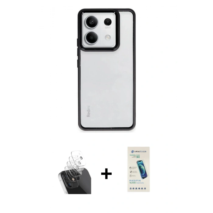 ieg™ Redmi Note 13 Pro 5G Kılıf Nova Işık Serisi - Şeffaf Pasifik Cam Ekran Koruyucu + Şeffaf Kamera Lens Koruma Cam