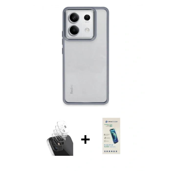 ieg™ Redmi Note 13 Pro 5G Kılıf Nova Işık Serisi - Şeffaf Pasifik Cam Ekran Koruyucu + Şeffaf Kamera Lens Koruma Cam