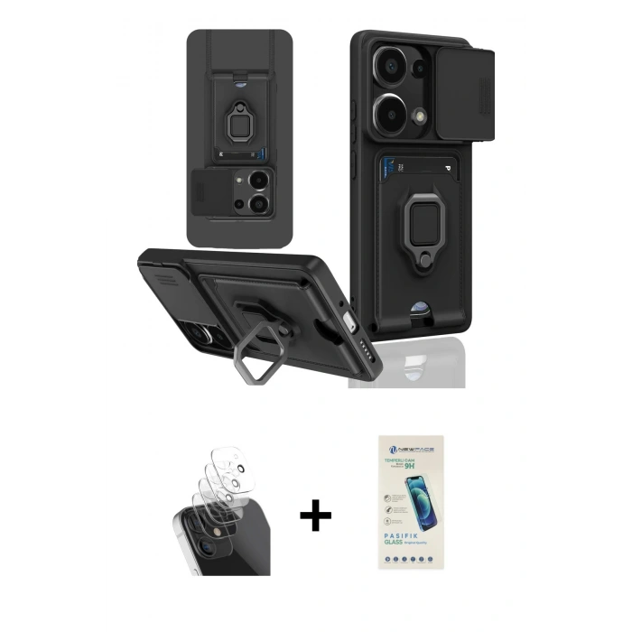 ieg™ Redmi Note 13 Pro 5G Kılıf Vadi Form Prime - Şeffaf Pasifik Cam Ekran Koruyucu + Şeffaf Kamera Lens Koruma Cam