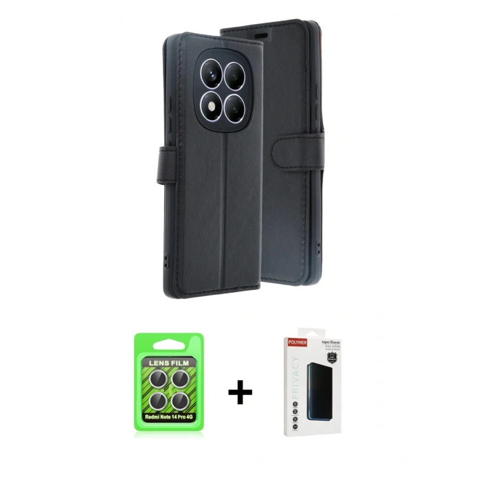 ieg™ Redmi Note 14 Pro 4G Kılıf Siluet Işık Serisi - Şeffaf Hayalet Polymer Nano Ekran Koruyucu + Gümüş Raze Metal Kamera Lens