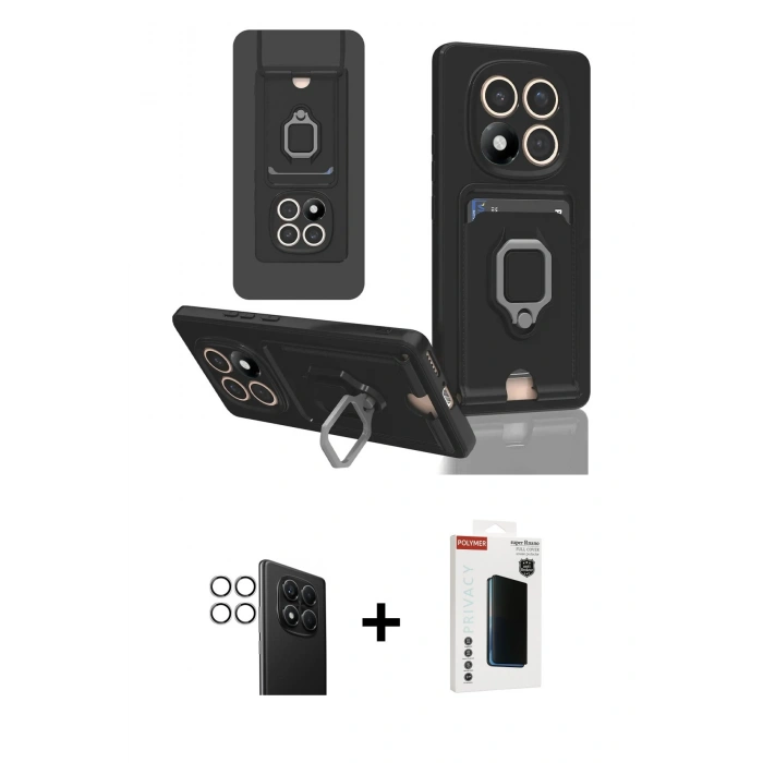 ieg™ Redmi Note 14 Pro 4G Kılıf Vadi Form Prime - Şeffaf Hayalet Polymer Nano Ekran Koruyucu + Gümüş PVD Metal Kamera Lens