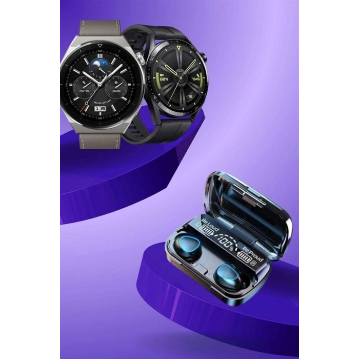 İkili Set Akıllı Saat Ve Bluetooth Kulaklık Kablosuz Uzun Pil Ömrü Spor Modları