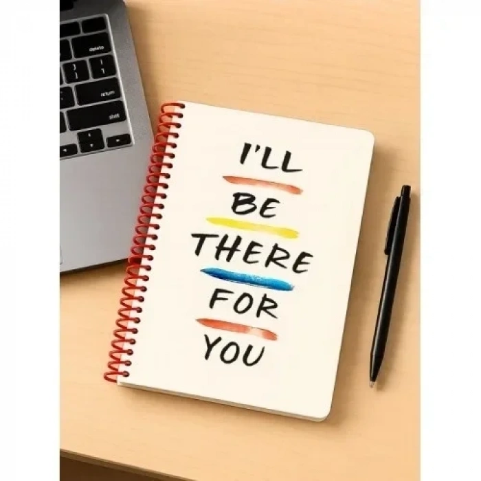 I’ll Be There For You Tasarımlı Spiralli Kareli Defter – 80 Yaprak, 160 Sayfa (18 x 24 cm)