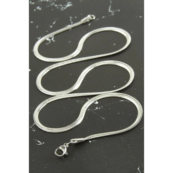 İnce İtalyan Zincir Çelik Kolye 45 cm