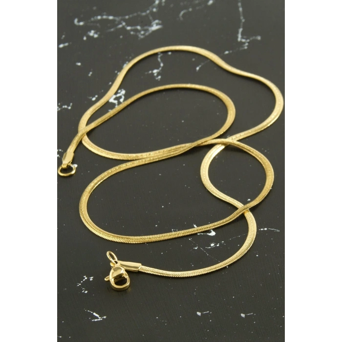 İnce İtalyan Zincir Çelik Kolye 45 cm