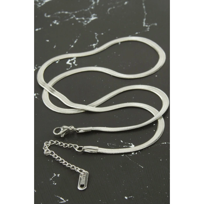 İnce İtalyan Zincir Çelik Kolye 55 cm