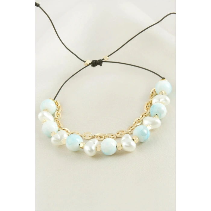 İnci Boncuk Zincirli Bileklik