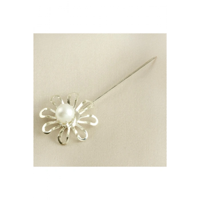 İnci Çiçek Eşarp İğnesi