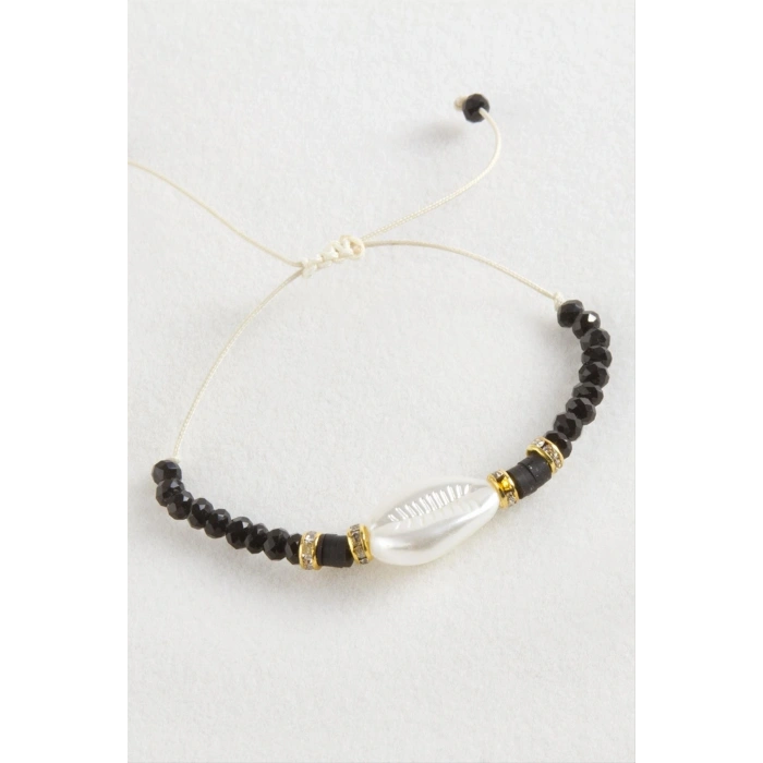 İnci Fimo Boncuk Kristal Makrome İp Bileklik