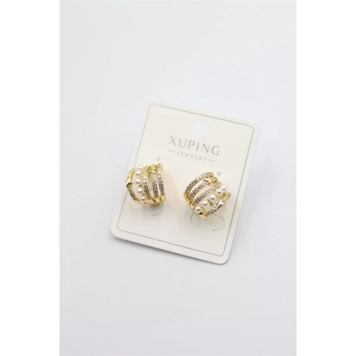 İnci Halka Küpe - Altın