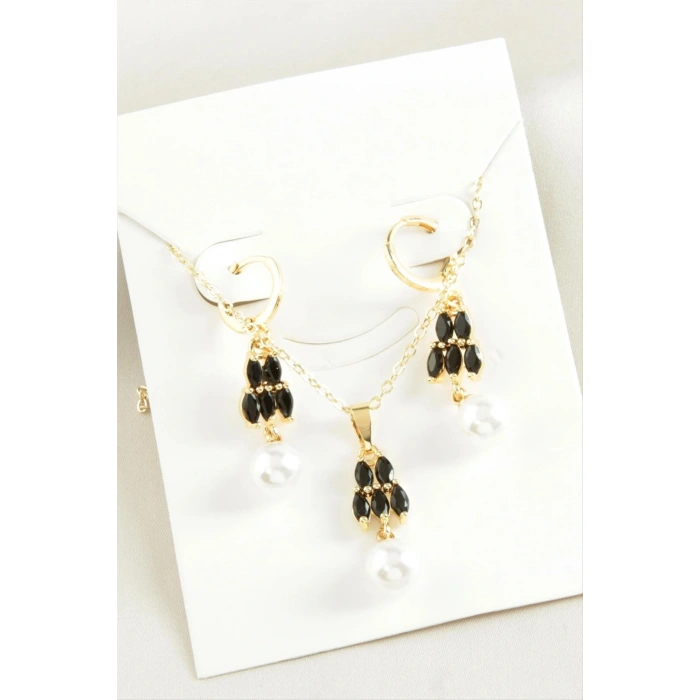 İnci Zirkon Taşlı Set Kolye