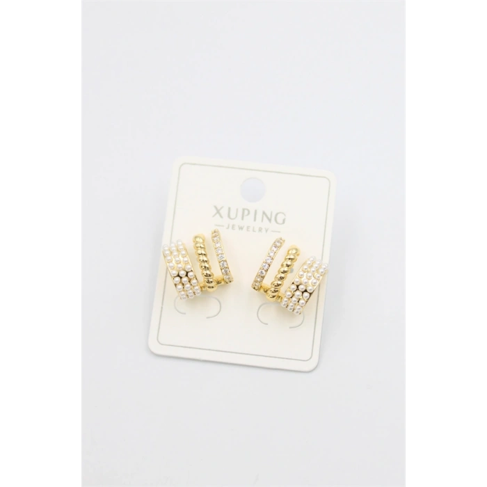 İncili Halka Küpe - Altın