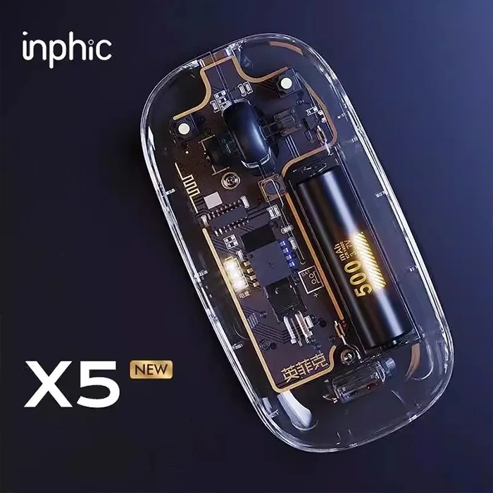 İnphic X5 Kablosuz Fare Şarj Edilebilir Sessiz Kullanım 2.4g Transparan Usb Mouse