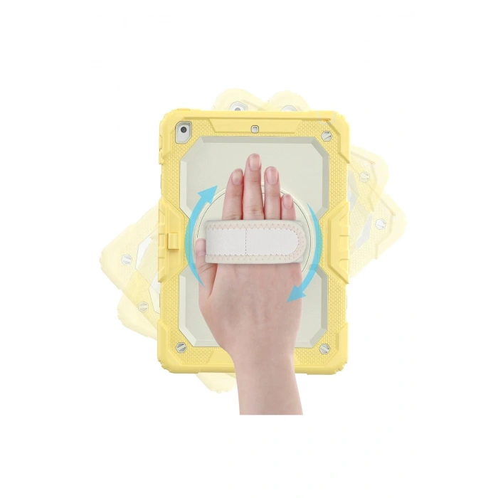 iPad 10.2 (7.nesil) Kılıf Strap New Tablet Kapak - Sarı