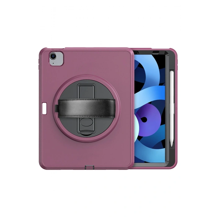 iPad 2022 10.9 (10.nesil) Kılıf Hand Strap Tablet Kılıfı - Mürdüm