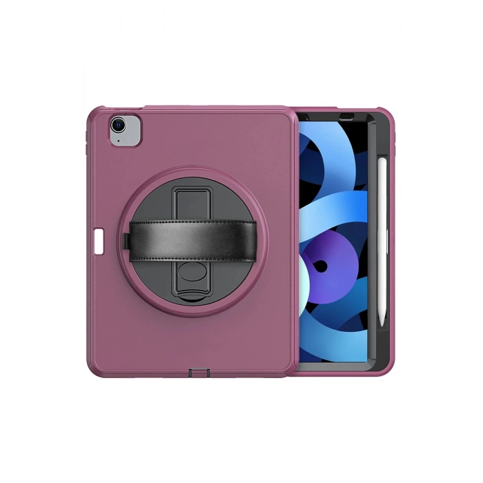 iPad 2022 10.9 (10.nesil) Kılıf Hand Strap Tablet Kılıfı - Mürdüm