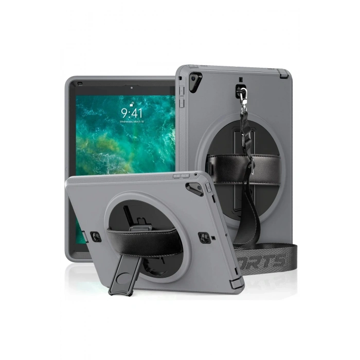 iPad 5 Air 9.7 Kılıf Strap-C Otterbox Tablet Kapak - Gri