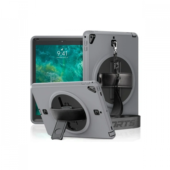 iPad 5 Air 9.7 Kılıf Strap-C Otterbox Tablet Kapak - Gri