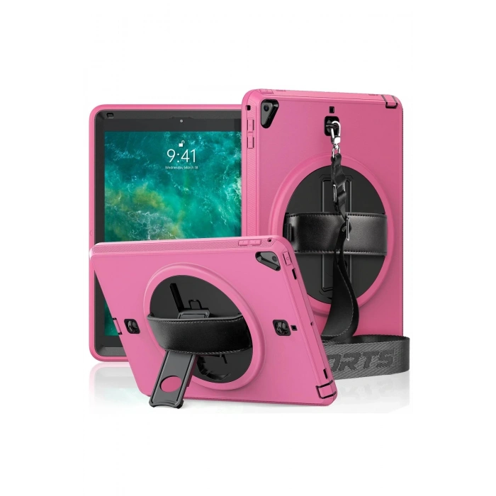 iPad 5 Air 9.7 Kılıf Strap-C Otterbox Tablet Kapak - Pembe