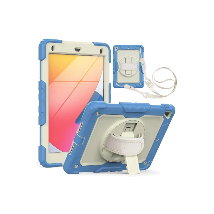 iPad 5 Air 9.7 Kılıf Strap New Tablet Kapak - Mavi