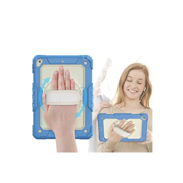 iPad 5 Air 9.7 Kılıf Strap New Tablet Kapak - Mavi