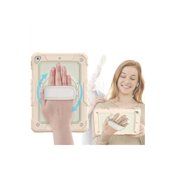 iPad 5 Air 9.7 Kılıf Strap New Tablet Kapak - Pembe