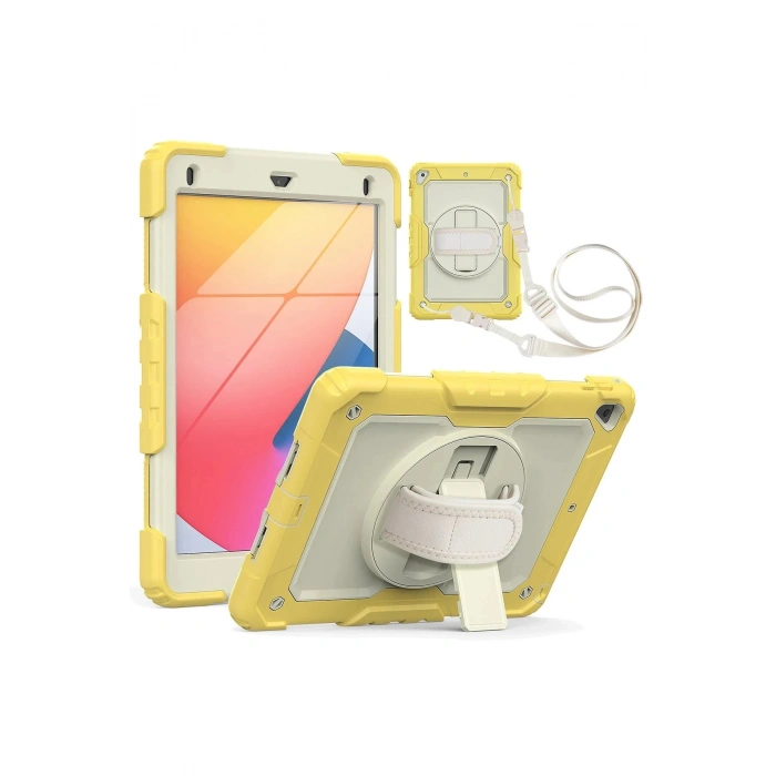 iPad 5 Air 9.7 Kılıf Strap New Tablet Kapak - Sarı