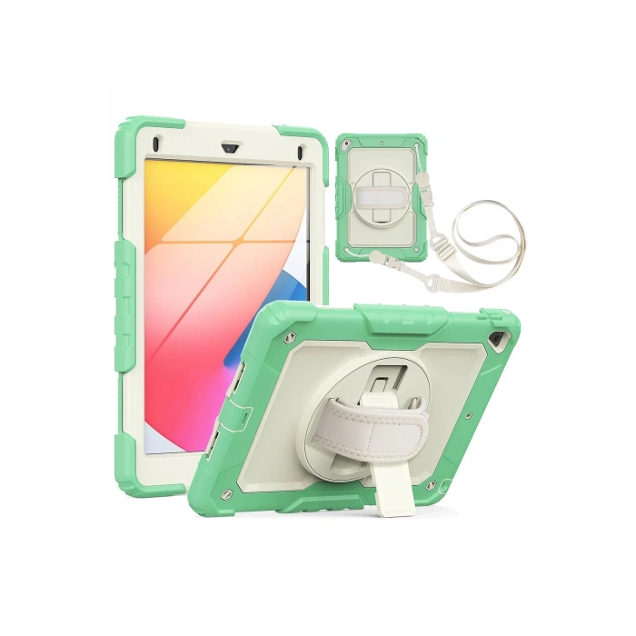 iPad 5 Air 9.7 Kılıf Strap New Tablet Kapak - Yeşil