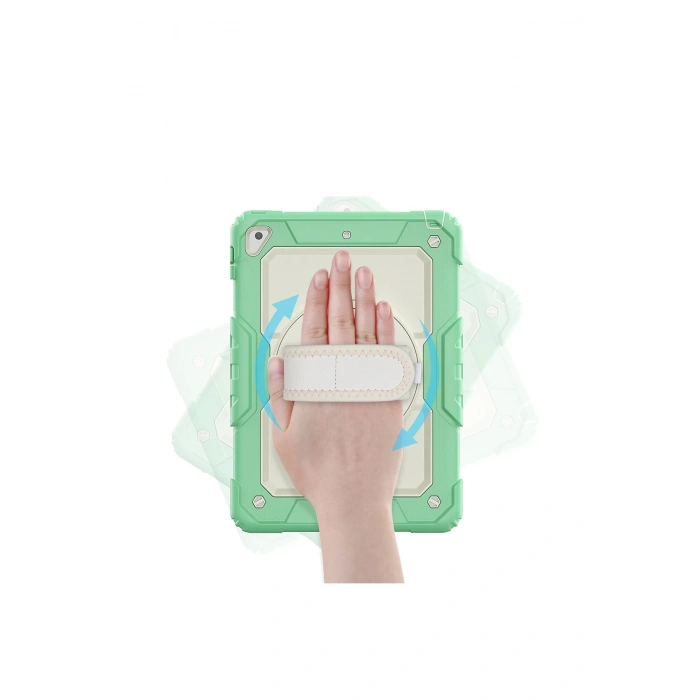 iPad 5 Air 9.7 Kılıf Strap New Tablet Kapak - Yeşil