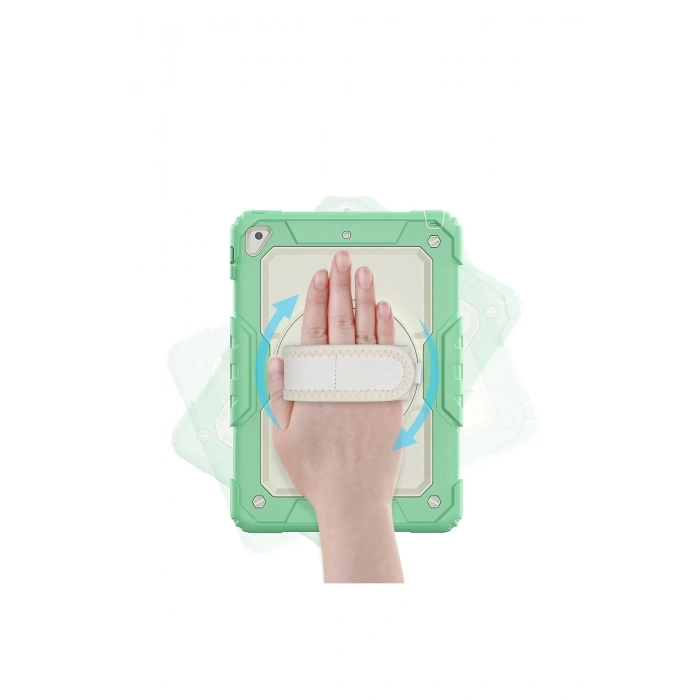 iPad 5 Air 9.7 Kılıf Strap New Tablet Kapak - Yeşil