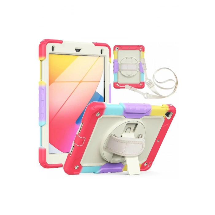 iPad 5 Air 9.7 Kılıf Tablet Rainbow Kapak - Kırmızı