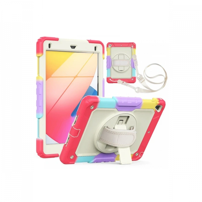 iPad 5 Air 9.7 Kılıf Tablet Rainbow Kapak - Kırmızı