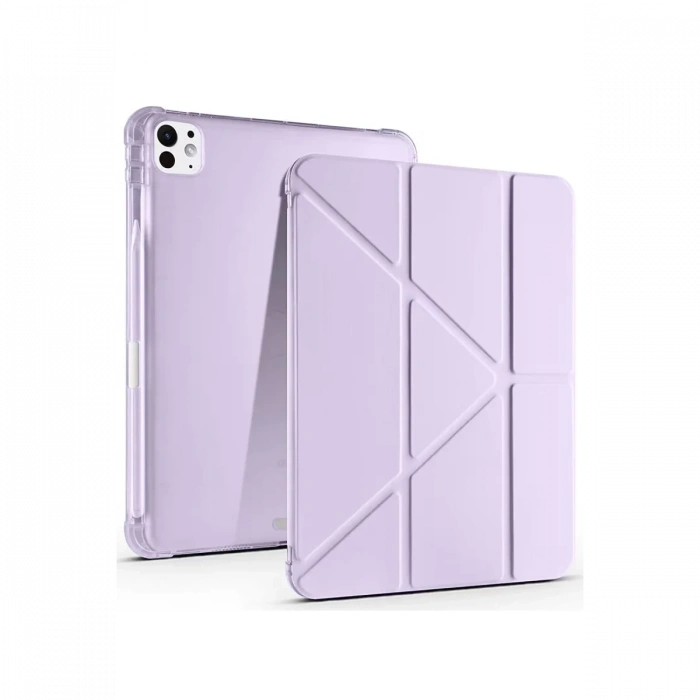 iPad Air 13 (2024) Kılıf Kalemlikli Mars Tablet Kılıfı - Lila