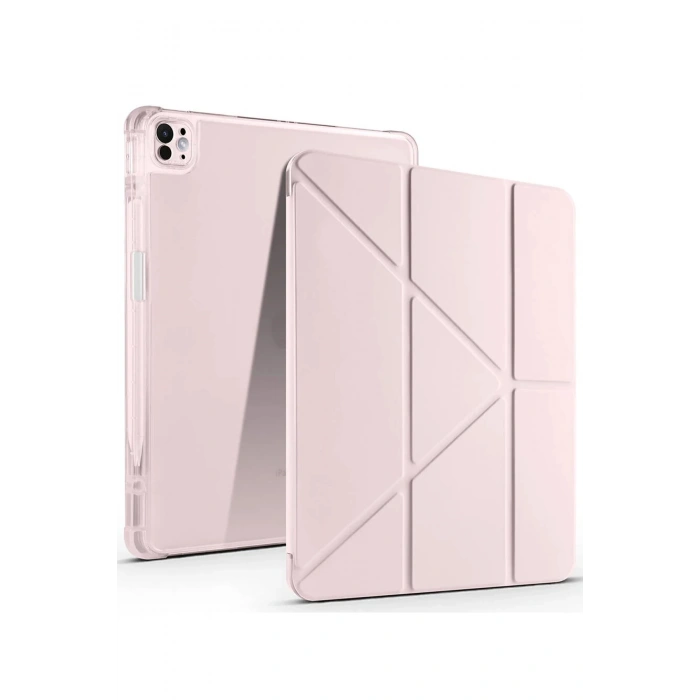 iPad Air 13 (2024) Kılıf Kalemlikli Mars Tablet Kılıfı - Rose Gold