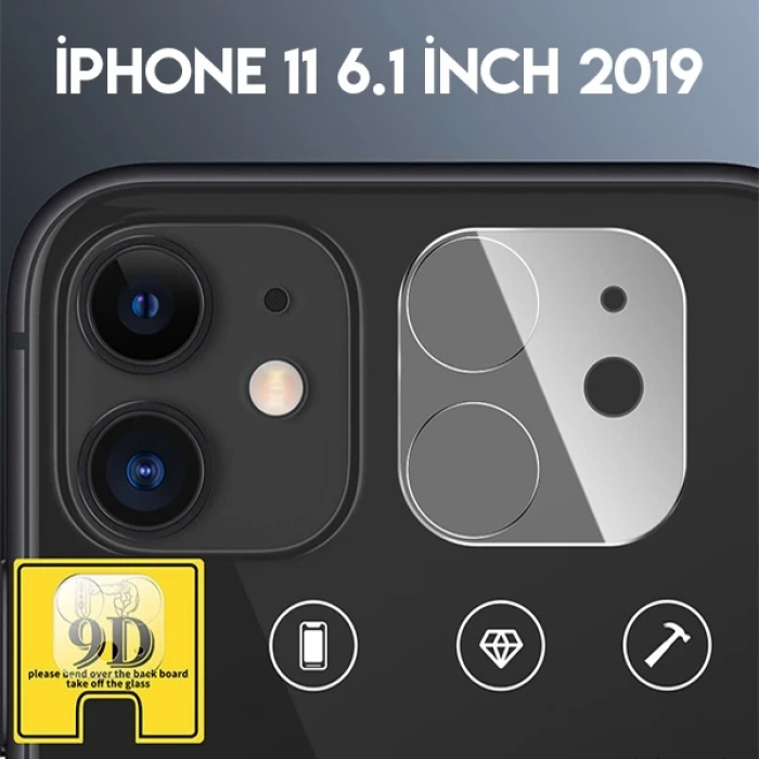 İphone 11 6.1 Full Tempered Kamera Koruyucu Kırılmaz Cam-(5775)