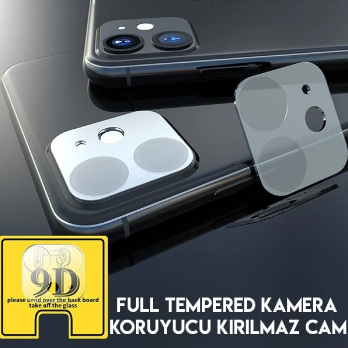 İphone 11 6.1 Full Tempered Kamera Koruyucu Kırılmaz Cam