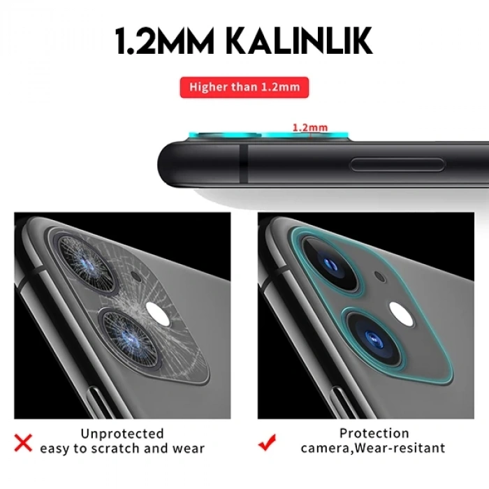 İphone 11 6.1 Full Tempered Kamera Koruyucu Kırılmaz Cam