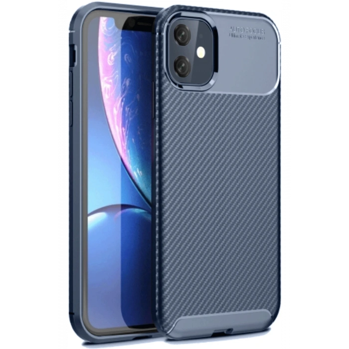 iPhone 11 Kılıf Auto Focus Karbon Kapak - Lacivert