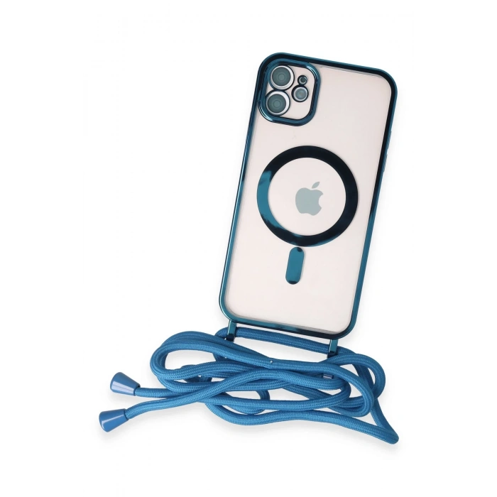 iPhone 11 Kılıf Divo Lazer Askılı Magsafe Kapak - Sierra Blue