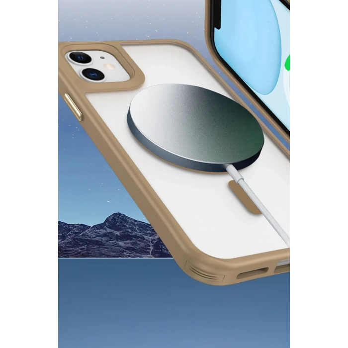 iPhone 11 Kılıf Enka Magsafe Silikon Kılıf - Desert