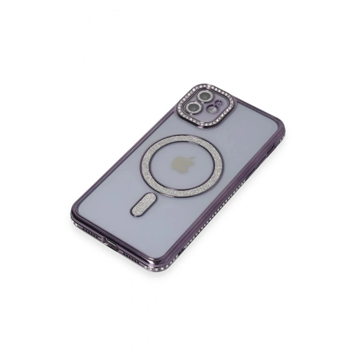 iPhone 11 Kılıf Joke Simli Magneticsafe Kılıf - Derin Mor