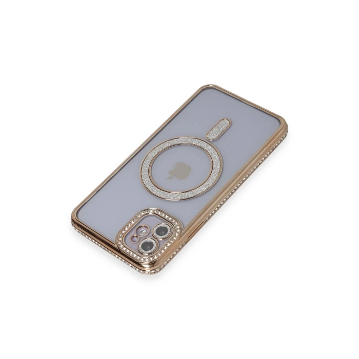 iPhone 11 Kılıf Joke Simli Magneticsafe Kılıf - Gold