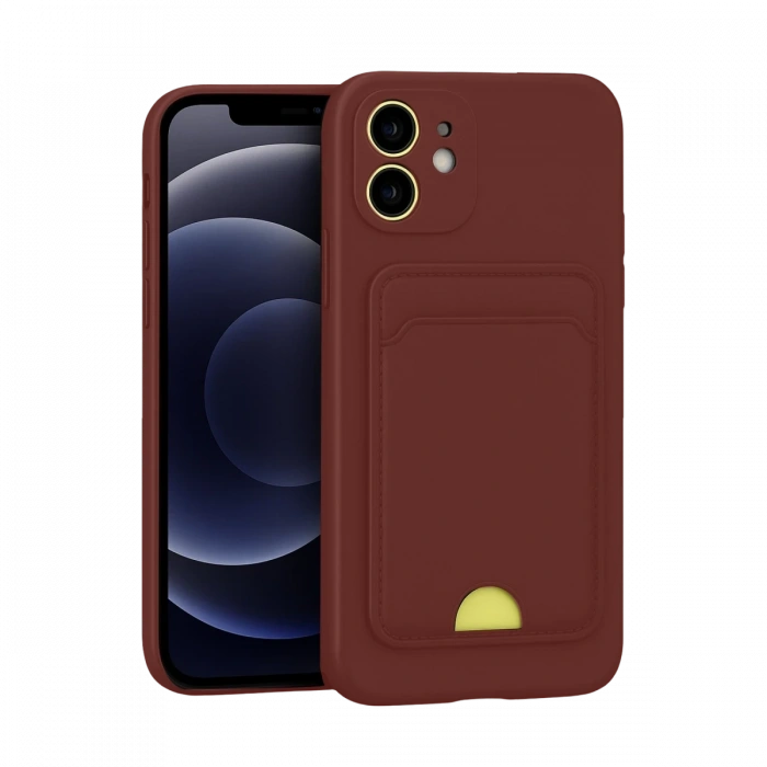 iPhone 11 Kılıf Kelvin Kartvizitli Silikon - Bordo