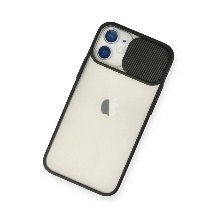 iPhone 11 Kılıf Palm Buzlu Kamera Sürgülü Silikon - Siyah
