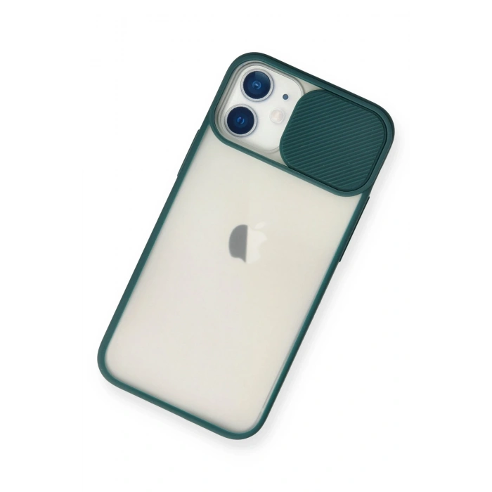 iPhone 11 Kılıf Palm Buzlu Kamera Sürgülü Silikon - Yeşil