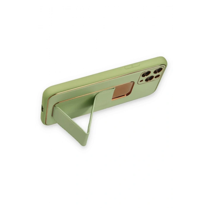 iPhone 11 Pro Kılıf Coco Deri Standlı Kapak - Su Yeşili